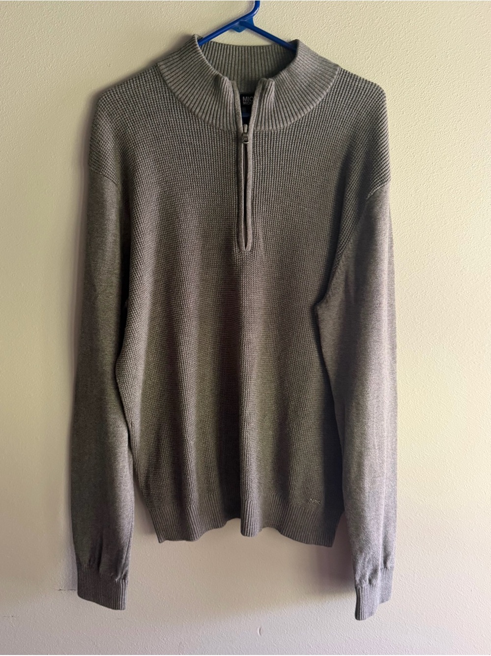 Michael Kors Men's Black Textured Quarter-Zip‎ Long Sleeve Sweater Size Large